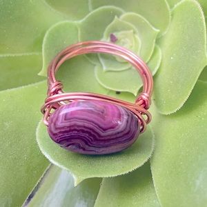 Copper Wire-Wrap Ring with Purple Stone 💜 Natural Beauty 💜 Size 8